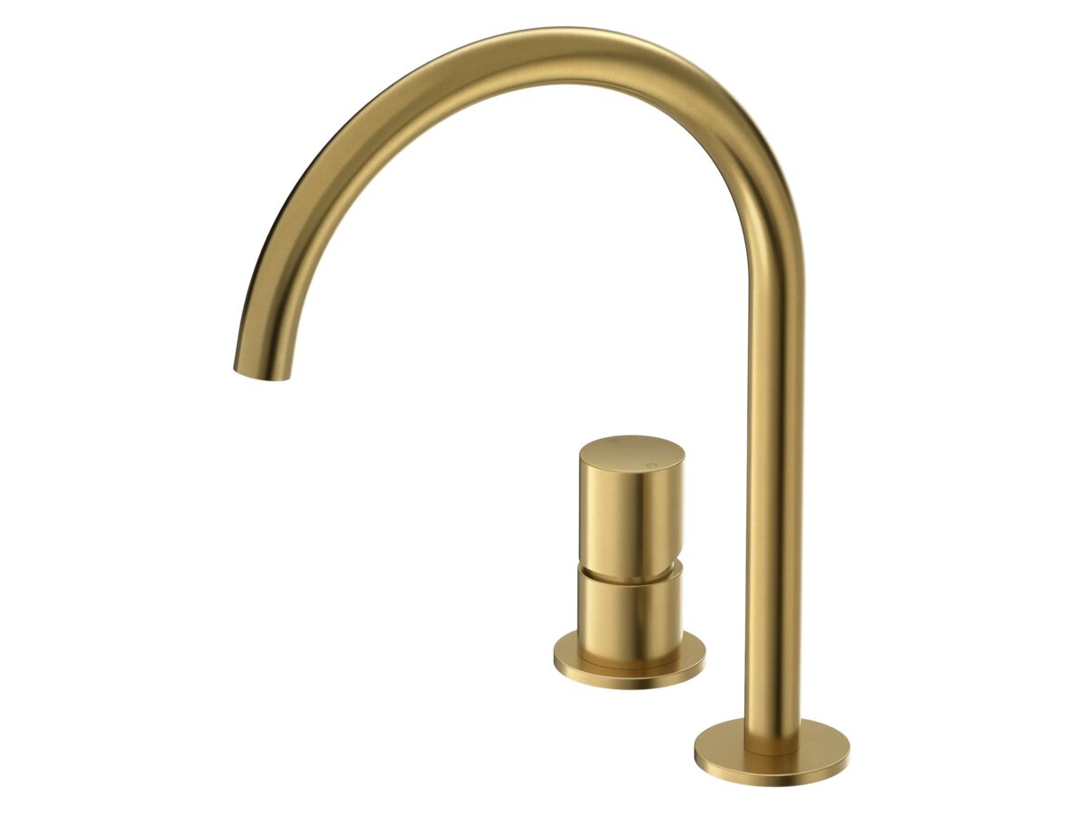 Hero - Mizu Drift Dial Medium Height Hob Mixer Brushed Brass (6 Star) Lead Free
