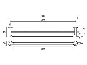 Mizu Silk Double Towel Rail 750mm