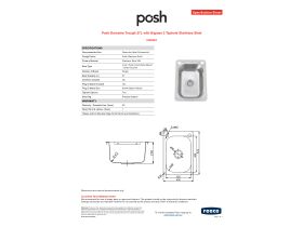 Specification Sheet - Posh Domaine Trough 27L with Bypass 2 Taphole Stainless Steel