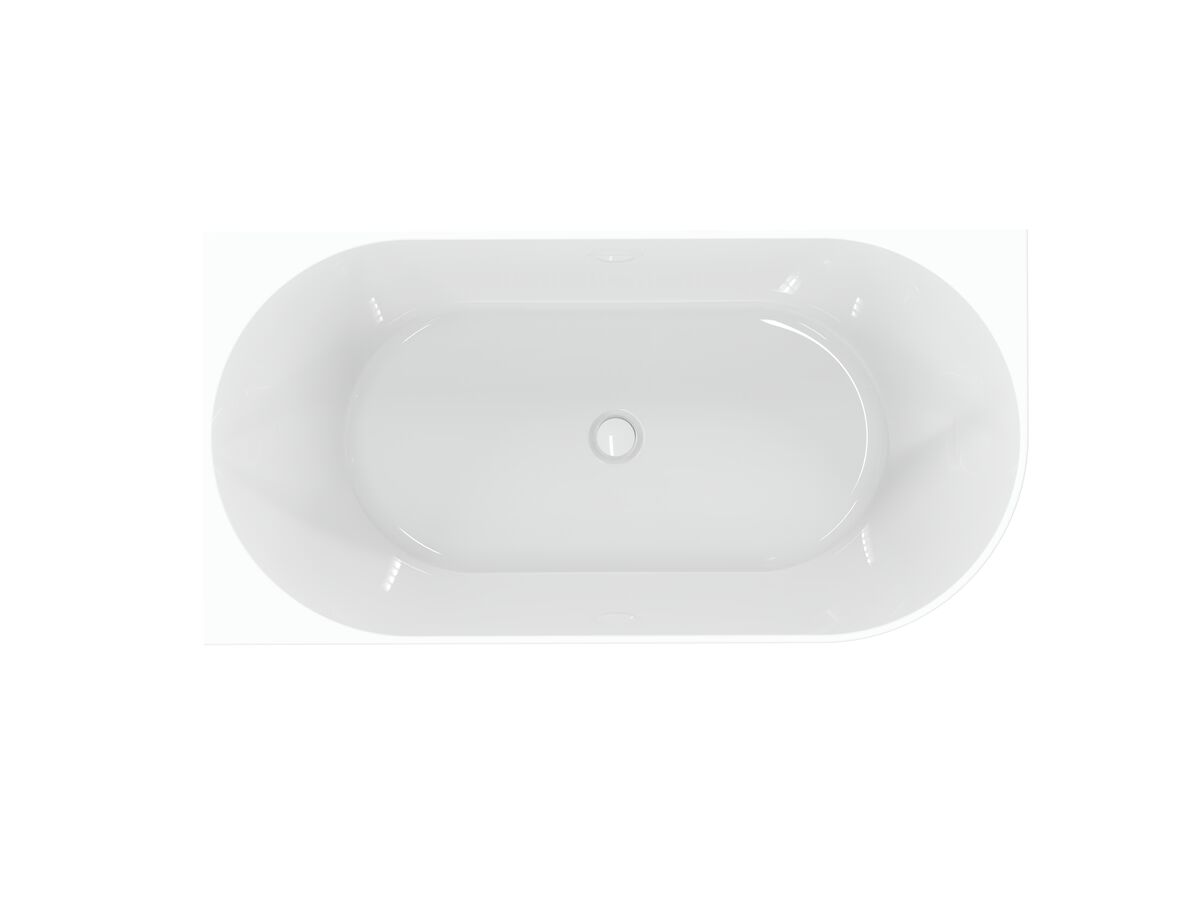 Supporting Image - Posh Solus Back to Corner Freestanding Bath 1500mm Left Corner with Overflow Gloss White - Top View
