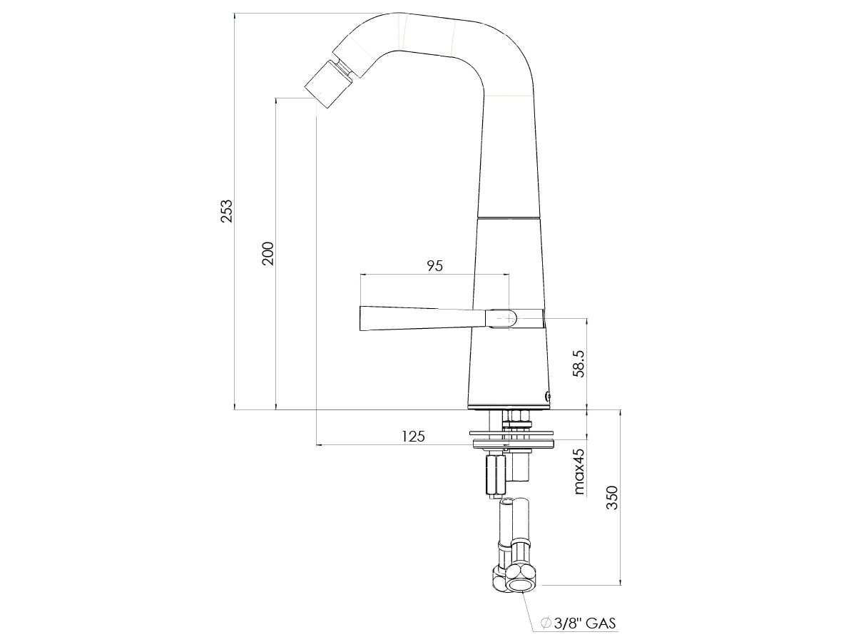 Teknobili Likid 119/3 Bidet Mixer Chrome