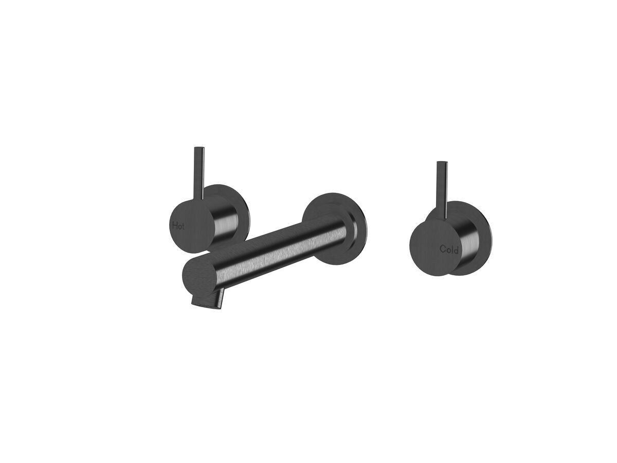 Sussex Scala Straight Wall Basin Set 200mm PVD Brushed Gunmetal