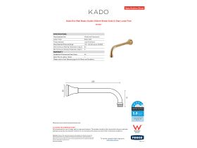 Specification Sheet - Kado Era Wall Basin Outlet 250mm Brass Gold (5 Star) Lead Free