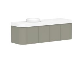 Supporting Image - Kado Era Single Curve All Door 1650mm Wall Hung Vanity Left Hand Basin 90mm Durasein Top Wolfram Green