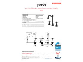 Specification Sheet - Posh Canterbury English Basin Set Swivel Outlet Cross Handles Matte Black (4 Star)