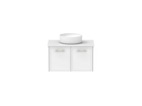 Supporting Image - Kado Lux All Door 750mm Wall Hung Vanity Centre Basin 20mm - White Shaker Front