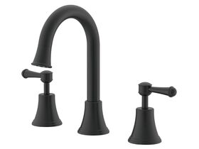 Hero - Posh Canterbury Gooseneck Basin Set Swivel Outlet Lever Handles Matte Black (4 Star) Lead Free