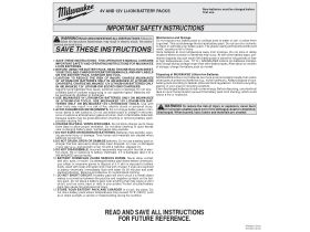 User Manual - Milwaukew M12 Battery Safety Warning