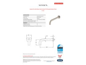 Specification Sheet - Sussex Pure Wall Basin Outlet 250mm PVD Brushed Nickel (3 Star)