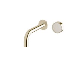 Supporting Image - Sussex Pure Elemental Progressive Wall Basin Mixer System 200mm PVD Brushed Platinum Gold (3 Star) Lead Free with Aurora Insert
