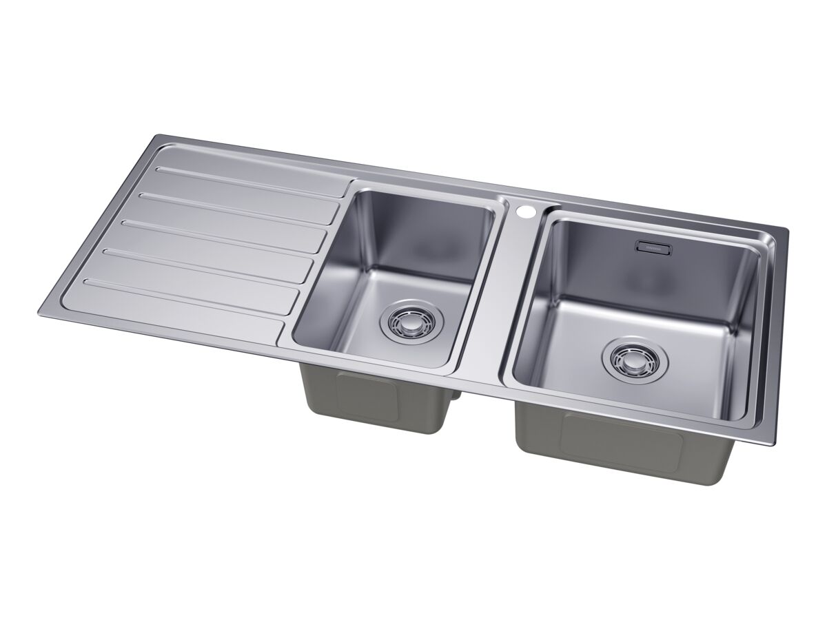 Supporting Image 2 - Memo Oscar Inset Right Hand 1 & 1/2 Bowl & Drainer Sink Overflow 1 Taphole