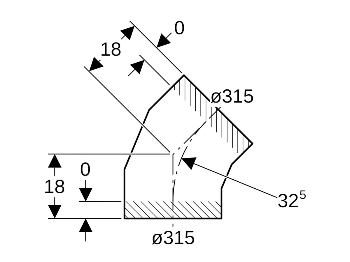 Geberit Bend 315mm x 45 Degree