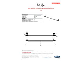 Specification Sheet - Milli Marq Edit Single Towel Rail 800mm Matte Black