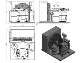 Tecumseh AJ2 HTA Condensing Unit 1HP R134A MHBP CAJT4511YHR-FZ-3 with Pressure Control