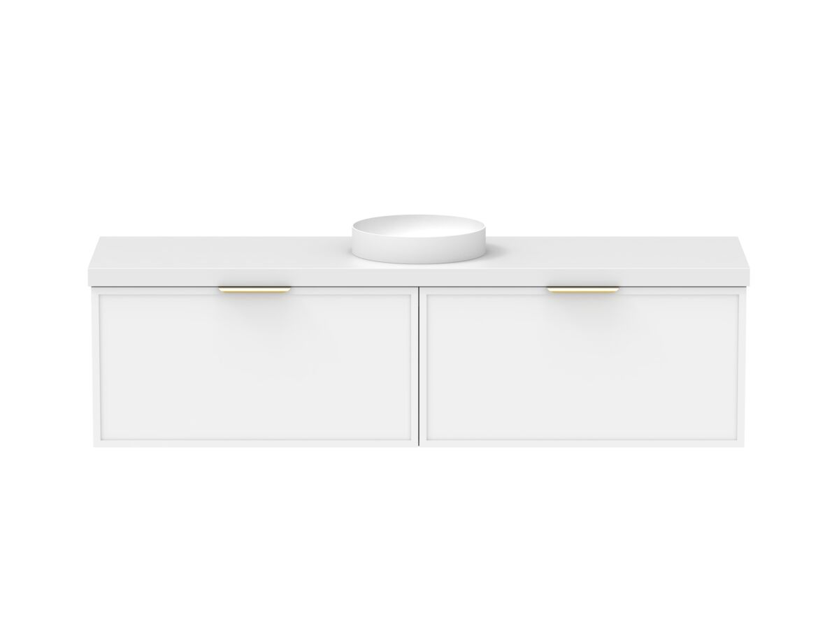 Supporting Image - Kado Lux Slim All Drawer 1800mm Wall Hung Vanity with Centre Basin 50mm Top Matte White