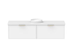 Supporting Image - Kado Lux Slim All Drawer 1800mm Wall Hung Vanity with Centre Basin 50mm Top Matte White