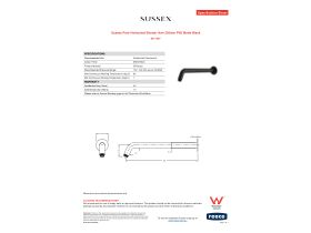 Specification Sheet - Sussex Pure Horizontal Shower Arm 350mm PVD Matte Black