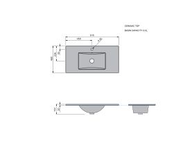 Technical Drawing - Posh Domaine Single 900 Ceramic Top