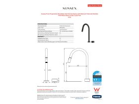 Specification Sheet - Sussex Pure Progressive Sink Mixer Set Pull Out Spray with Diamond Textured Handles PVD Matte Black (4 Star) Lead Free