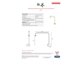Specification Sheet - Milli Mood Edit Hi-Rise Shower Square Arm Only PVD Brushed Gold