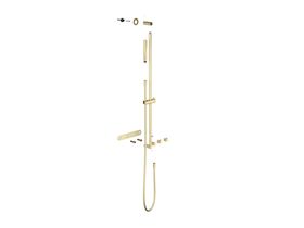 Supporting Image - Faucet Strommen Vara Fin Wall Set with Single Rail Shower Tap System Kit Brushed Admiralty Brass (3 Star) Lead Free