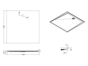 Posh Bristol Torbex Shower Base 1000 x 1000mm White