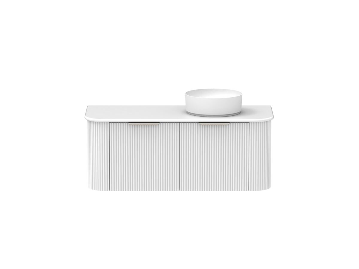 Supporting Image - Kado Neue Fluted Double Curve All Drawer 1200 Wall Hung Vanity with Right Hand Basin 20mm Ultra White