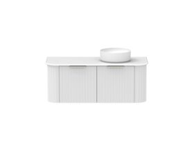 Supporting Image - Kado Neue Fluted Double Curve All Drawer 1200 Wall Hung Vanity with Right Hand Basin 20mm Ultra White