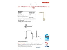 Specification Sheet - Sussex Scala Mini Sink Mixer Tap Large Square Spout Right Hand LUX PVD Brushed Platinum Gold (5 Star)