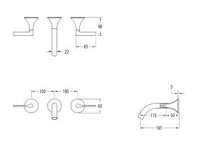 Sussex Oria Wall Basin Set 165mm (5 Star)