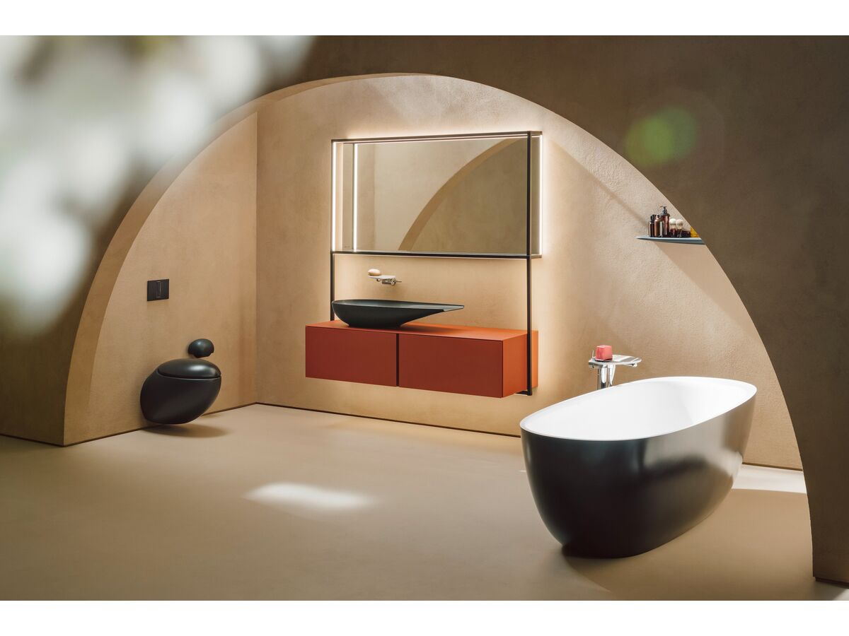 In Situ - LAUFEN Alessi Rimless Wall Hung Pan with Soft Close Seat Matte Black (4 Star)