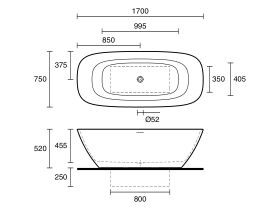 LAUFEN Ino Freestanding Bath with Overflow 1700 x 750 Sentec White