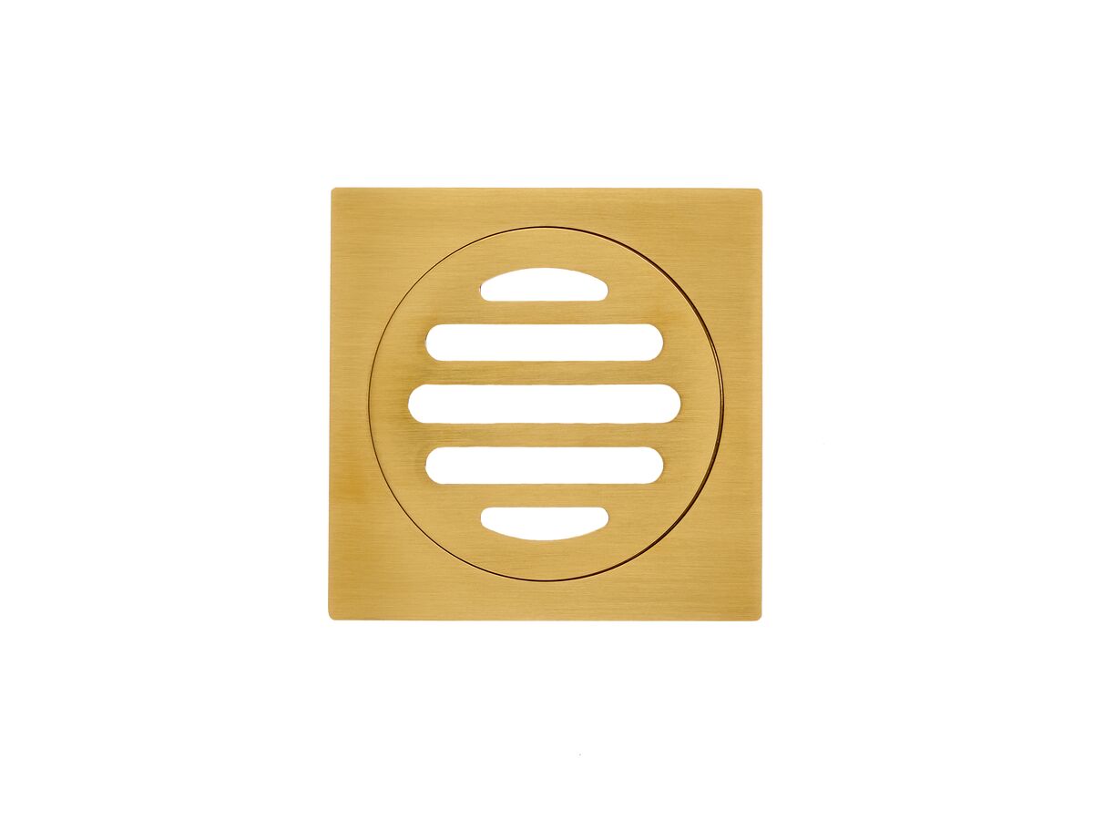 Mizu Drift Brass Trapscrew Grate Square 80mm Brushed Gold