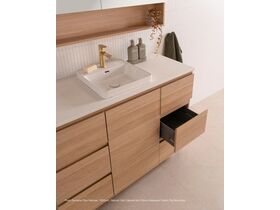 Posh Domaine Plus Hamper, 1200mm, Natural Oak Cabinet and 20mm Alabaster Cherry Pie benchtop