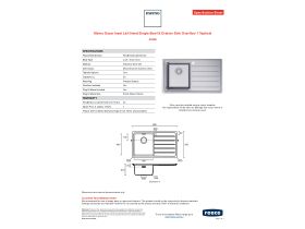 Specification Sheet - Memo Oscar Inset Left Hand Single Bowl & Drainer Sink Overflow 1 Taphole