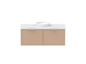Supporting Image - Kado Lux Slim All Drawer 1200mm Wall Hung Vanity with Centre Basin 50mm Top Blonde Oak