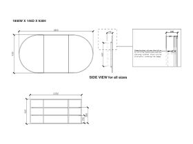 ISSY Halo 1800 x 930mm Triple Mirror with Shaving Cabinet (Recessed)
