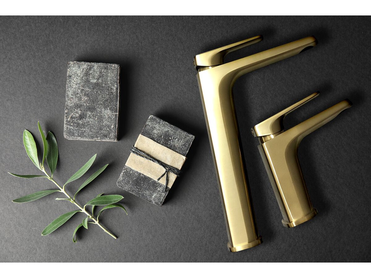 Voda Tide Hi Rise Basin Mixer + Basin Mixer Brushed Brass (PVD) (4 Star)