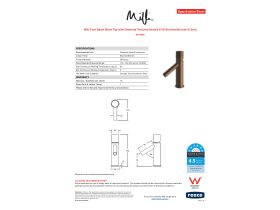 Specification Sheet - Milli Pure Basin Mixer Tap with Diamond Textured Handle PVD Brushed Bronze (6 Star)