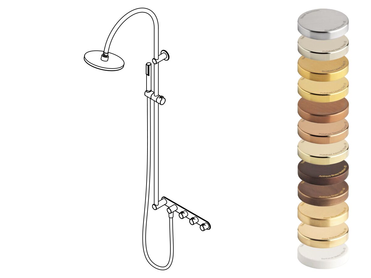 Hero - Faucet Strommen Vara Fin Wall Set with Twin Rail Shower Tap System Specialty Finish (3 Star) Lead Free