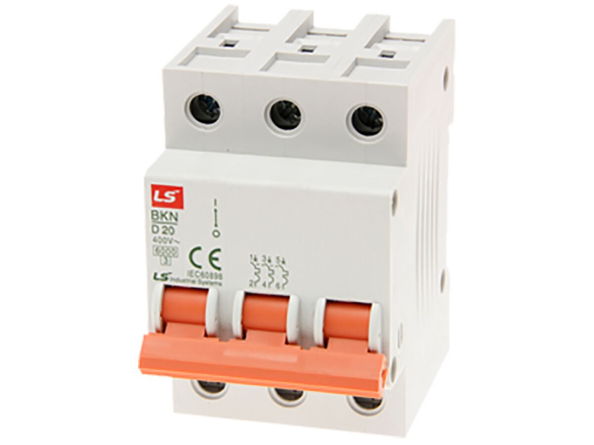 LS 20A 3 Pole D Curve Circuit Breaker BKN63P20-D