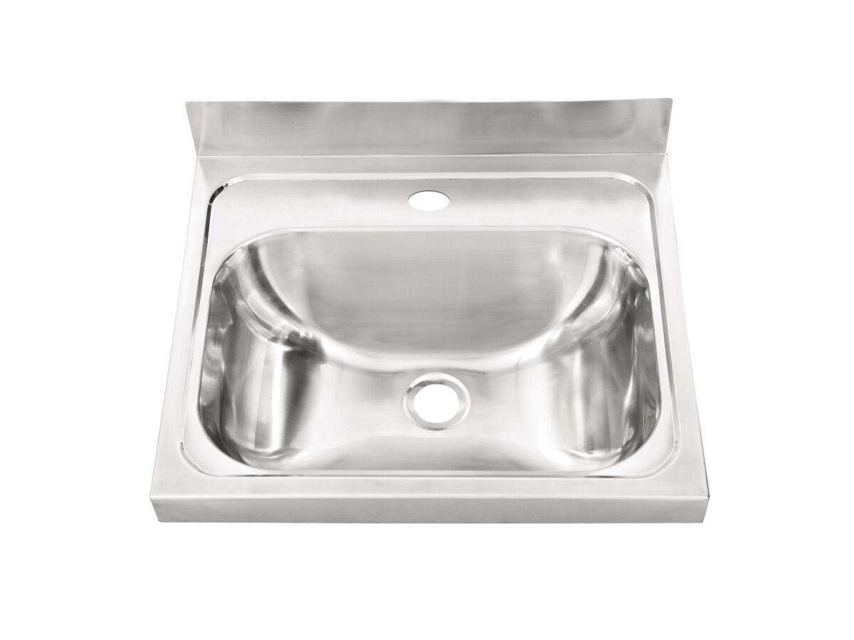 Wolfen Wall Hand Basin Stainless Steel 500x420mm Centre 1 Tap Hole (Less Wall Bracket)