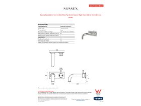 Specification Sheet - Sussex Scala 32mm Curved Bath Mixer Tap Outlet System Right Hand 200mm Outlet Chrome
