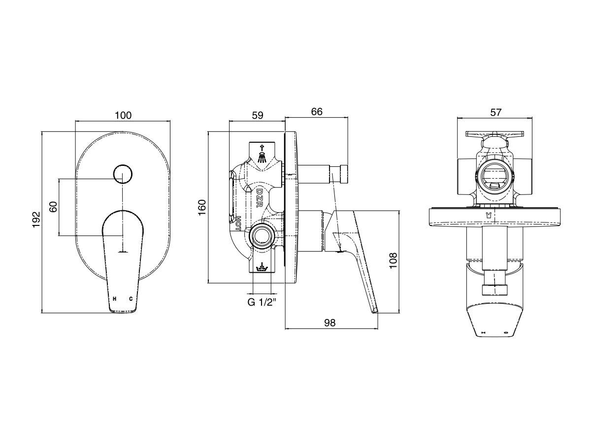 Posh Solus MK3 Shower Mixer Tap with Diverter