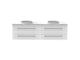 Supporting Image - Kado Lux All Drawer 1800mm Wall Hung Vanity Double Basin 20mm - White - Front