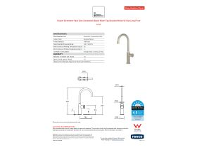 Specification Sheet - Faucet Strommen Vara Disc Gooseneck Basin Mixer Tap Brushed Nickel (6 Star) Lead Free