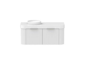 Supporting Image - Kado Neue Fluted Double Curve All Drawer 1200mm Wall Hung Vanity with Left Hand Basin Durasein 90mm Top Ultra White