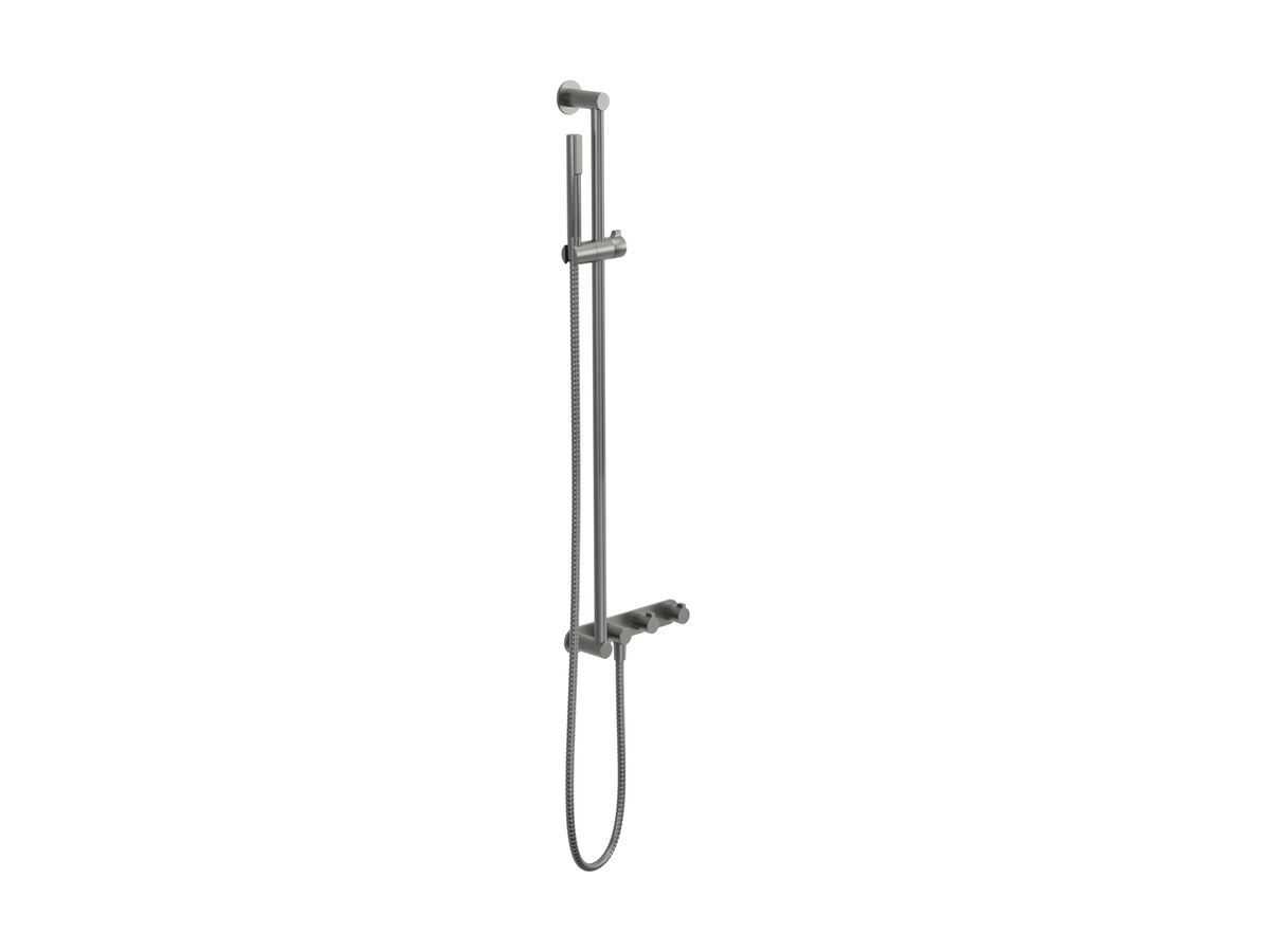 Hero - Faucet Strommen Vara Fin Wall Set with Single Rail Shower Tap System Kit Brushed Graphite (3 Star) Lead Free