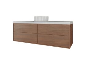 Supporting Image - Kado Aspect Wall Hung Vanity Unit 1500mm Single Bowl 4 Drawer Corian 50mm Top - Florentine Walnut