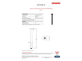Specification Sheet - Sussex Pure Vertical Shower Arm 300mm PVD Matte Black